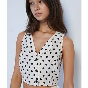 L.A. Hearts PacSun Polka Dot Vest Top Button Front Cropped Blouse Women’s Small